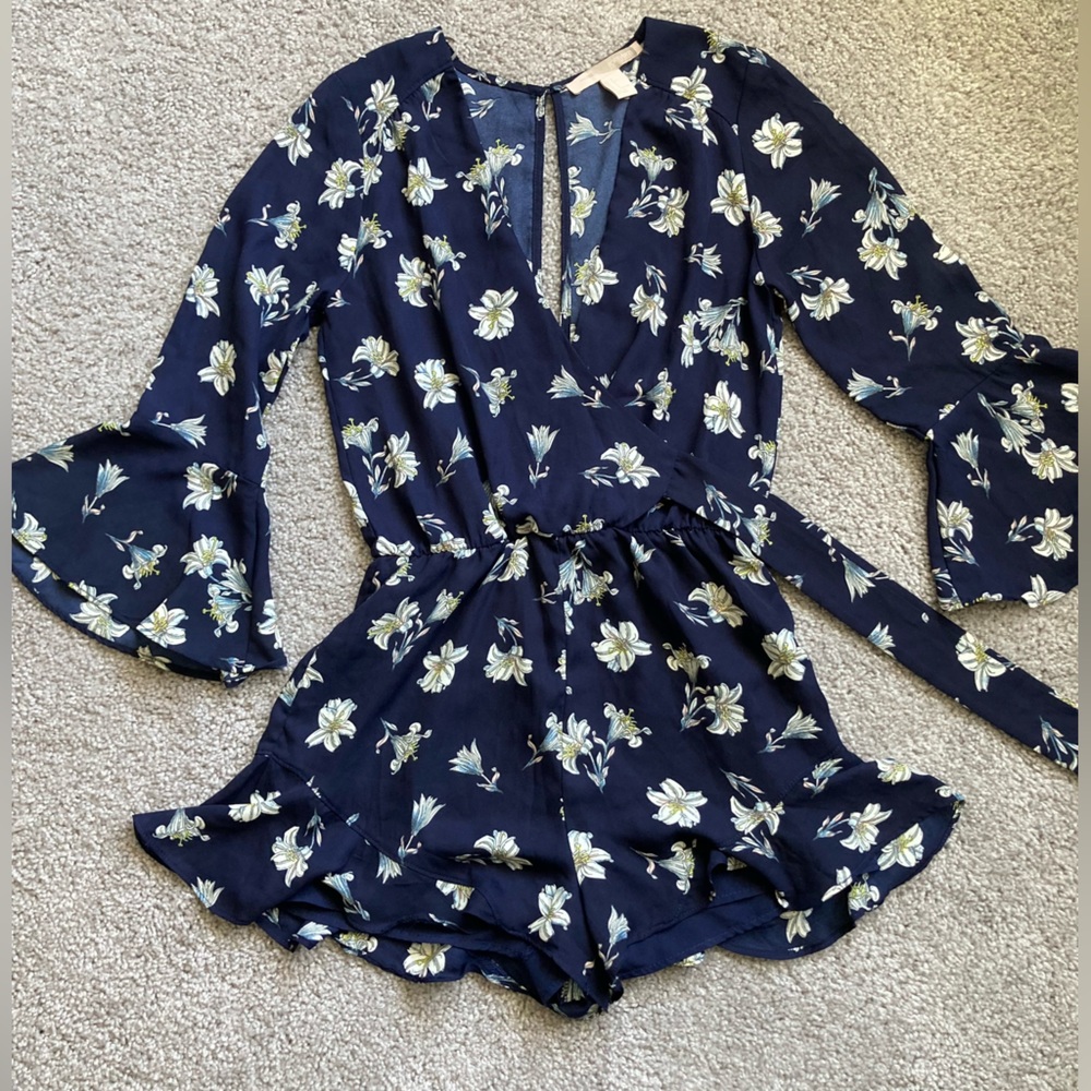 Forever 21 Navy Blue Floral Festival Playsuit romper